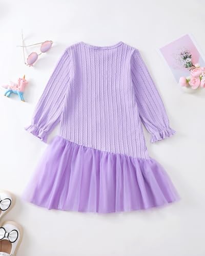 Rosibel Toddler Girl Dress Girls Long Sleeve Fall Winter Tulle Tutu Casual Dresses for 2-7 Years2