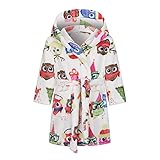 TOKYMOON Mädchen Bademantel Kinder Jungen Fleece Hoodie Roben Kleinkind Flauschig warmen weichen Pyjama Nachtwäsche Bademantel Kinder mit Kapuze Morgenmantel Flanellmantel Eule 90