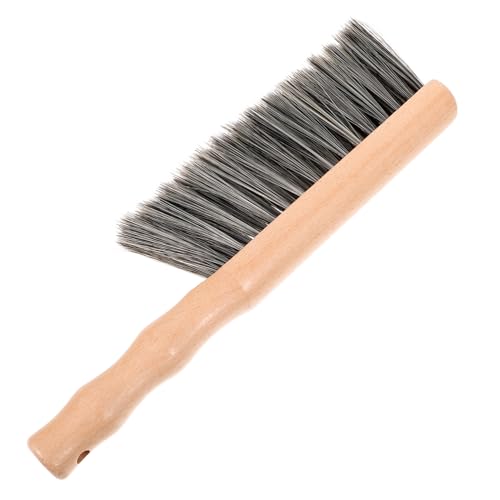 TOYANDONA Brosse de Nettoyage Cheminée à Poils Doux avec Manche Bois Ergonomique Balai Main pour Intérieur Accessoire pour Cendres et Poussière pour Bancs et Foyers