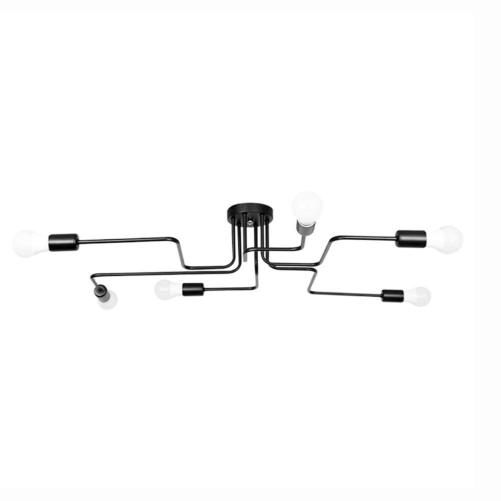 Lámpara de techo estilo industrial E27 con 6 luces y 58 cm en negro mate vintage