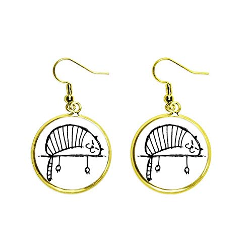 Pendientes de gato de mujer Ear Dangle Golden Drop pendientes colgantes dorados