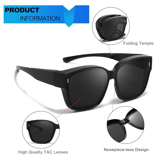 Trysee® Foldable Fit Over Sunglasses for Women Men Trendy Polarized Overglasses Shades UV Protection with Case TS81384