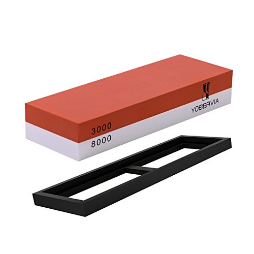 Knife Sharpening Stone, 2-Sided Whetstone with Non-Slip Base, Best Kitchen Blade Sharpener, Grit 3000/8000 Waterstone