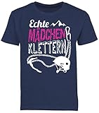 Kinder Sport Kleidung - Echte Mädchen Klettern - 152 (12/13 Jahre) - Dunkelblau Meliert - Klettern mädchen 140 - F130K - Kinder Tshirts und T-Shirt für Jungen