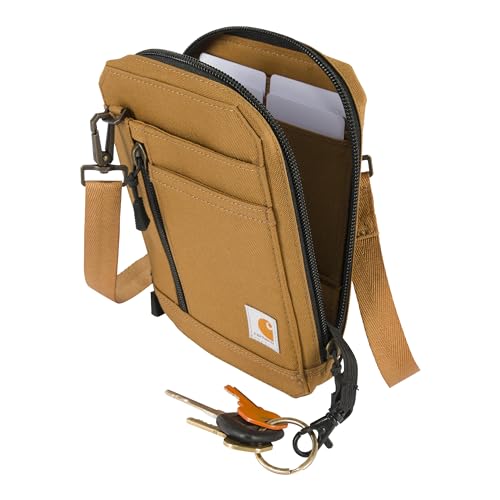 Carhartt Unisex Nylon Duck, Water Resistant Wallet with Adjustable Strap Crossbody-Portemonnaie, Braun Brown