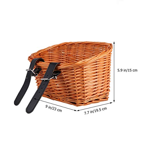 CLISPEED Crianças Guiador Dianteiro Cesta de Bicicleta Guiador Dianteiro Cesta de Vime Bicicleta Tir