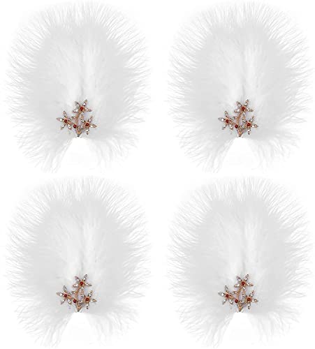 Mwoot 4Pcs Feather Fascinators Hair Clip, Handmade Feather Headpiece Branch Shaped Hair Clips With White And Red Diamonds, Elegant Barrettes Headpiece For Women Girls, Party Hairpins Hair Accessory #TOP1