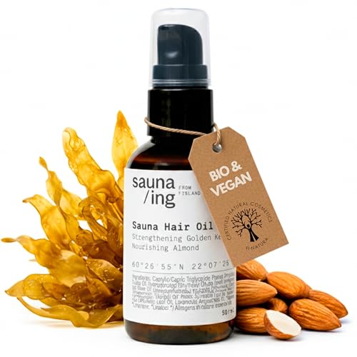 sauna/ing Sauna Haaröl Golden Kelp & Mandel – Pflegendes Haaröl für Sauna & tägliche Haarpflege – Vegan & silikonfrei hääröl – Hergestellt in Finnland