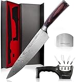 🌶 GENIEßEN SIE diese gnadenlose Metallklinge mit unvergleichlicher Schärfe und beeindruckendem Design, angefertigt aus den besten verfügbaren Materialien. Die extra-scharfe Messerklinge mit Damaskus-Lasermuster schneidet mühelos Fleisch, Obst und Gemüse.