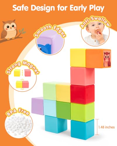 hahaland Magnetic Blocks with Train Toys for Toddlers 1-3, 1 Year Old Gifts — view 3