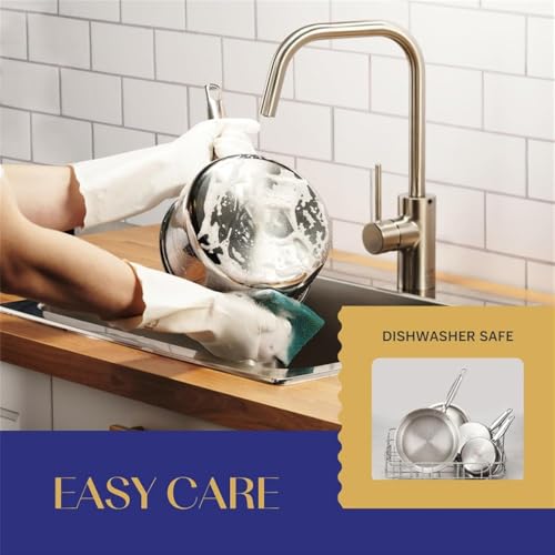 HJZSZX Copper Core Stainless Steel Pots Pans Set 5 Ply Clad Cookware Chef Grade Home Cooking,3 Ply Glass Lids,One - Image 5