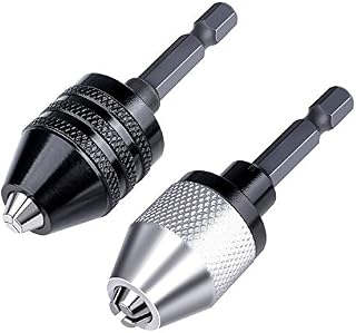 ASNOMY 2PCS 0.3-6.5mm Keyless Drill Chuck Converter 3/8" 24UNF Thread Quick Change Adapter