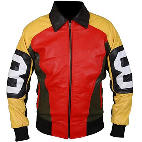Premium Wears Men's 8 Ball Pool Bomber Leather Jacket-David Puddy Seinfeld 8 Ball Faux Leather Jacket (2X-Large, Multicolor) #TOP2