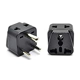 Orei 2 in 1 USA to India Adapter Plug (Type D) - 2-Pack, Black - Will Not Convert Voltage