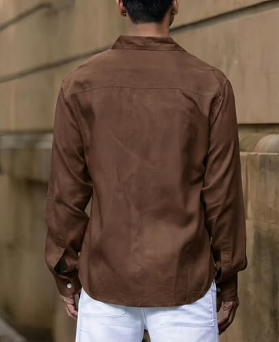 Image of IndoPrimo Men's Regular Fit Cotton Casual Shirt | Premium Solid Full Sleeve Shirt