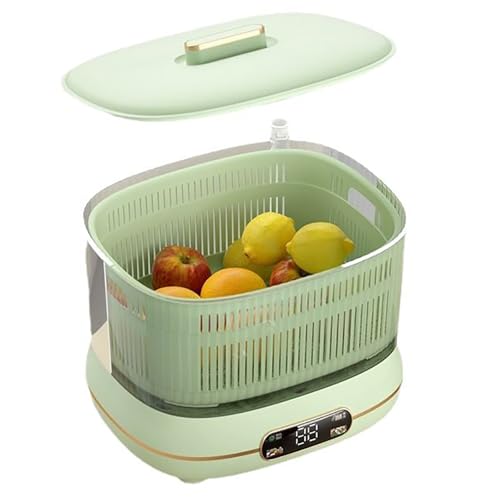 KRQDBCZ Máquina automática de Limpieza de Frutas y Verduras, máquina automática de Lavado y desinfección de Verduras, Equipo de Cocina para Limpieza Profunda y Ahorro de Tiempo (Green)