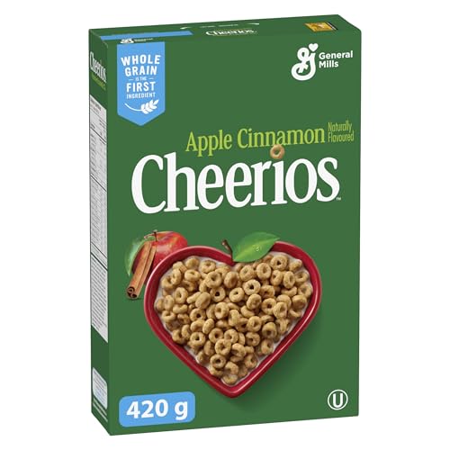 CHEERIOS Naturally Flavoured Apple Cinnamon Cereal Box, No Artificial Colours, No Artificial Flavours, Whole Grain is the First Ingredient, Made with Real Cinnamon and Apple Puree, 420 Grams Package