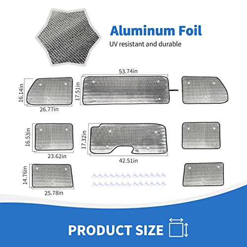 Razpoy For Jl Windshield Sunshade, 8Pcs Side Window Sun Shade Compatible With 2018-2023 Jeep Wrangler Jl 4-Door #TOP1