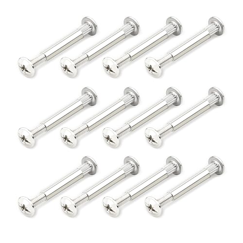 WUWWUT 12 Pcs M4 Wardrobe Connector Bolts, Furniture Connecting Screws Bolt, Kitchen Cabinet Cupboard Joining Bolts
