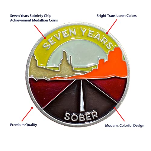 Image of The Achieve Mint 7 Years Sober Token | Seven Years Sober Chip | Non-AA Gift, Non-Religious Medallion for Women and Men Celebrating Sobriety