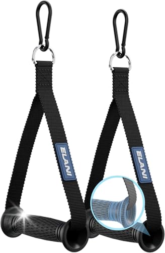 ELANI Kabelzug Griffe 2X - freidrehend & stabil inkl. 2 Karabiner - Einhandgriff für Fitness Training, Seilzug, Klimmzugstangen, Resistance Band & Pull Ups - ergonomischer Griff