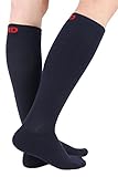 +MD 3 Pairs Bamboo Compression Socks 8-15mmHg for Women & Men Moisture Wicking Support Stockings for Airplane Flights, Travel, Nurses, Edema 9-11 Navy