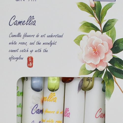 12 piezas bolígrafos flor camelia retractables 0.5mm miniatura 6