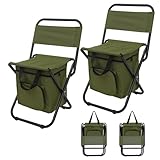 FUNDANGO Portable Fishing Chair, Lightweight Backrest Stool Compact Folding Chair with Cooler Bag for Outdoors Hiking Hunting Travel, Supports 265 Lbs