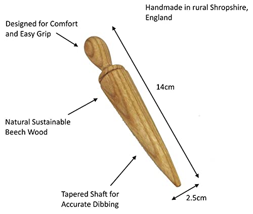 Muldale Plant Dibber Garden Seed Dibbler, Beechwood - Bulb Planters Seed Planter Bulb Dibber Gardeners Planting Tool For Seedlings (Set Of 2-4" & 8") #TOP5