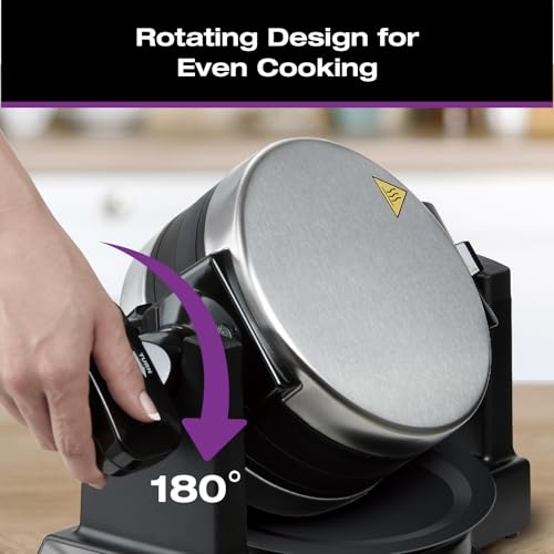 Salton Rotating Double Belgian Waffle Maker – 2 Waffles in Under 3 Minutes | Rotating Design for Even Cooking | Non-Stick Plates | Removable Drip Tray | Cool Touch Handle | Proudly Canadian by Salton - Image 3