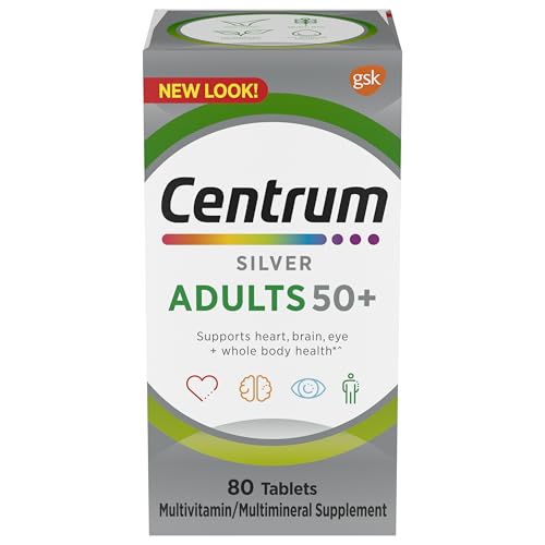 Centrum Silver Adult (80 Count) Multivitamin/Multimineral Supplement Tablet, Vitamin D3, Age 50+