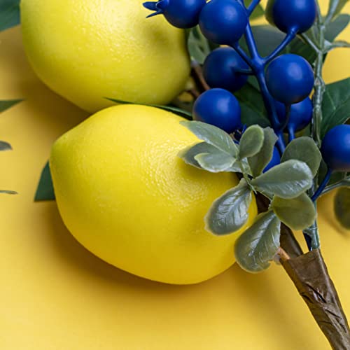Wanglaap 12" Artificial Lemon Blueberry Branches, Lemon Blueberry Stems For Diy Holiday Decorations And Wedding Flower Arrangements (Pack Of 6) #TOP6