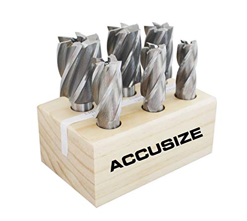 Review Discount Accusize Industrial Tools 6 Pc Multi Flute Bridgeport H.S.S. End Mills Set, 3/4'' Shank, 4 and 6 Flute, Cutting Dia from 3/4'' to 1-1/2'', 1822-0206