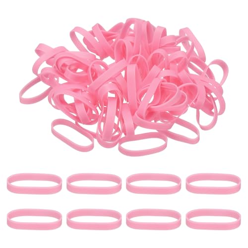 PATIKIL 250Pcs Silicone Cable Ties, 23mm Heavy Duty Small Strong Rubber Bands Silicone Rubber Bands for Cord Management Home Office Organization, Pink(38x5x0.7mm)