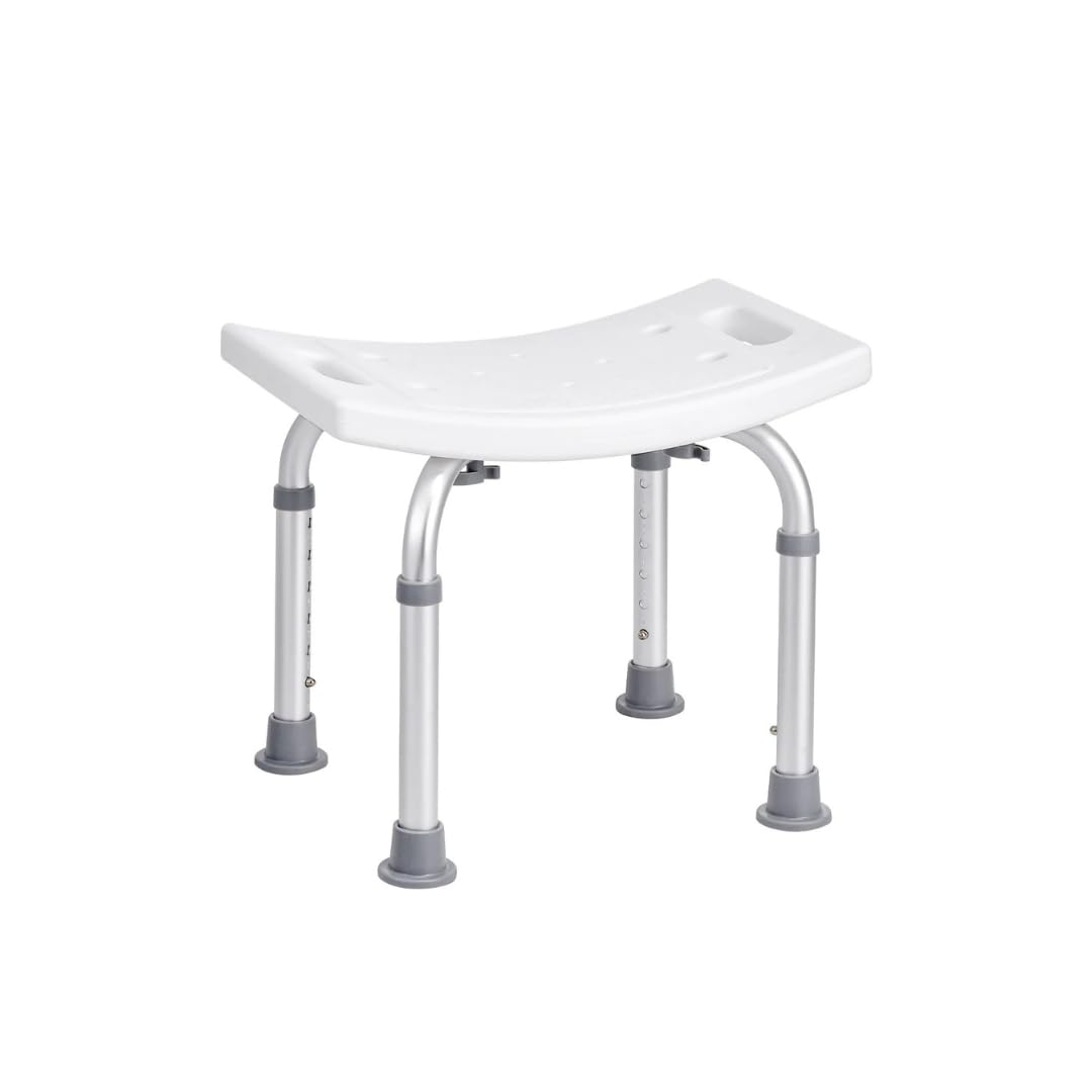 Stołek pod prysznic Siedzenie do kąpieli, regulowana wysokość, nierdzewne aluminium, antypoślizgowe gumowe nóżki, dla osób starszych i niepełnosprawnych lub rehabilitacji