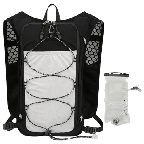 Chaleco de hidratación para correr, mochila reflectante de hidratación para senderismo, bolsa deportiva ajustable transpirable con bolsa de agua de 1.5 L para mujeres y hombres, equitación, camping