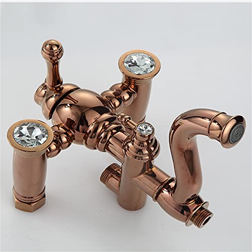 Ensemble de douche mitigeur or rose de haute qualité avec bec de baignoire cascade