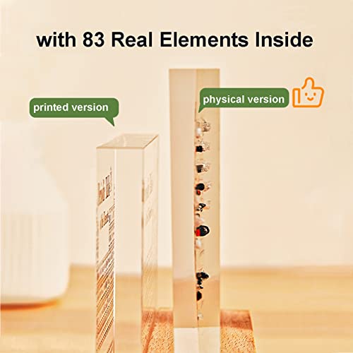 Periodic Table of Elements,Periodic Table with Real Elements Inside,Acrylic Chemical Periodic Table Display with Amber Lamp Holder,Student Teacher Gifts Crafts Decor Teaching Tool