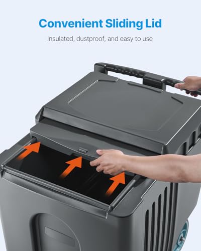 Image of VEVOR Commercial Ice Bin, 125 lbs Portable Ice Caddy, Insulated Ice Carrier with 4 Wheels and Flip Lid, Large Ice Bin for Catering, Kitchens, Bistros, Restaurants, and Bars