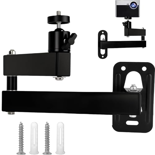 Image of Projector Stand Wall Mount, 360 Degree Adjustable Projector Wall Mount, Adjustable Ceiling and Wall Mount Bracket with 35cm Arms for Home Theater, Secure and Stable Installation
