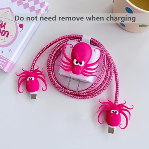 Image of Protective Charger Case for iPhone 18W 20W iPhone 15 14 13 12 11 Pro Max Charging Cable Charger Protective Cover Data Cable Protective Sleeve -(Octopus)