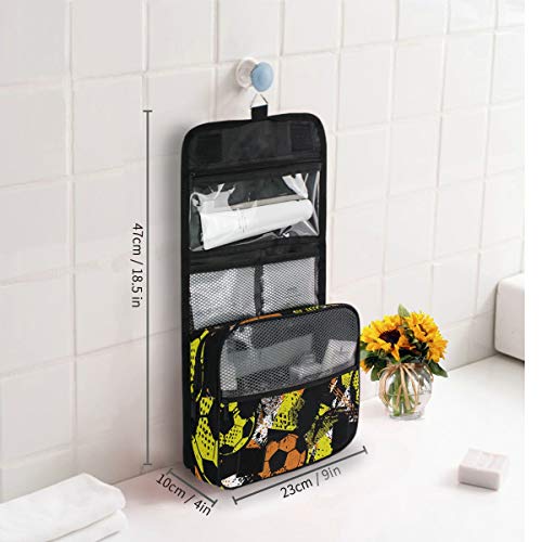 Domiking Hanging Travel Toiletry Bag - Boys Soccer Ball Waterproof Cosmetic Bag Portable Makeup Pouch For Toiletries Bathroom #TOP1