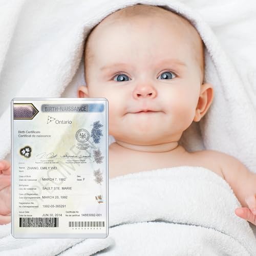 Canadian Birth Certificate Holder, 5 x 7 Inch Clear Plastic Cover (1) - 5