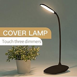 TiRiSMART Adjustable LED Desk Lamp|Rechargable Bedside Lamp USB Portable Charging Port Battery(1200mAh),3 Level Dimmer,Flexible Style (Black)