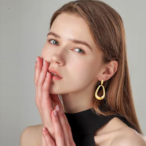 AIDSOTOU Chunky Gold Earrings For Women Trendy Statement Gold Plated Flower Shell Knot Dangle Earrings Lightweight Hypoallergenic Fashion Jewelry Set by AIDSOTOU - Used condition - Image 2