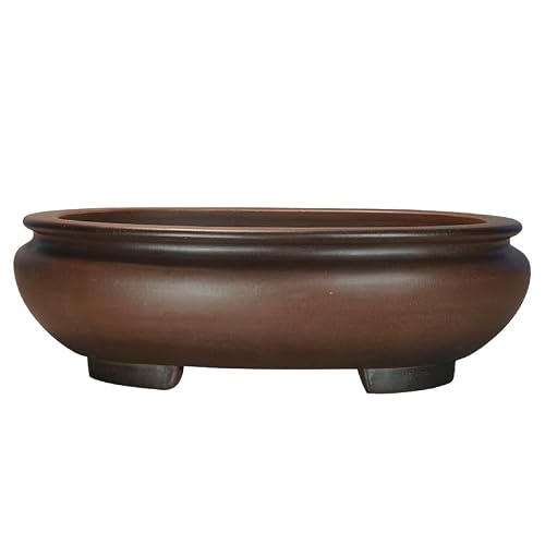 ADERFETBI Plant Pots Indoor Purple Sand Handmade Antique Oval Pot 58cm Stump Gardening Bonsai
