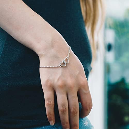 Philip Jones Sterling Silver Mother and Daughter Quote Heart Link Bracelet