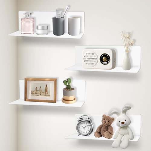 Acentor Estanteria Pared Blanca,4pcs Baldas Pared Sin Agujeros de Acrílico,30CM Estantes autoadhesivos pequeños Flotantes Baldas de Acrílico para Salon/Cocina/Baño 30 * 11 * 9cm