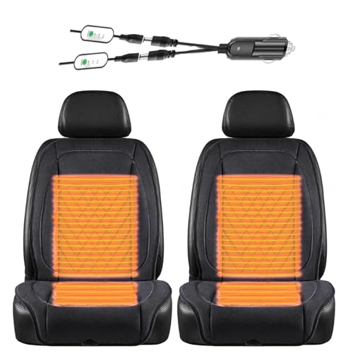 車 シートヒーター, 12V/24V、【10S急速加熱】, 車 ブランケット, 雪かきスコップが付属, シートヒーター 車用 後付け, 冬のドライバーの友人への最高の贈り物,黒1-運転席+副操縦席