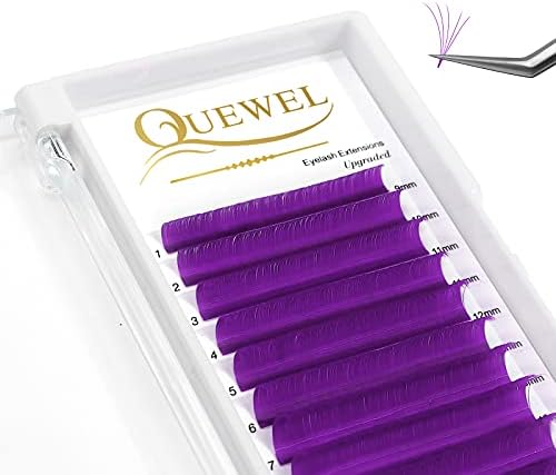 Easy Fan Volume Lashes .07 D Curl Purple Volume Lash Extensions 9-16mm Mixed Lash Tray Color Lashes Extension Self Fanning 2D-10D Volume Eyelash Extensions by QUEWEL (Purple 0.07 D 9-16mm)